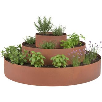 Relaxdays Relaxdays Herb Spiral, 3-piece, &Oslash; 30/60/90 cm, height: 20 cm, rust finish, steel, herb pyramid, brown