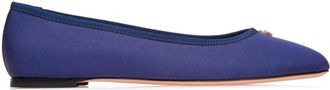 Bally logo-plaque flat ballerina shoes - women - Silk - 35.5 - Blue