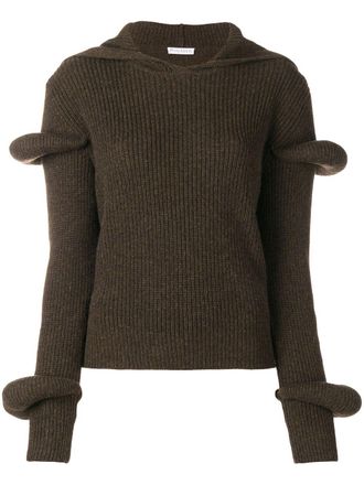 J.W.Anderson ribbed hooded jumper - Green