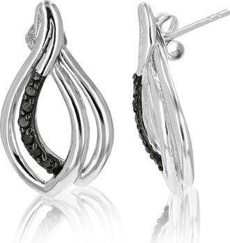 Vir Jewels 1/5 cttw Black Diamond Stud Earrings.925 Sterling Silver With Rhodium Plating