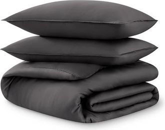 Bare Home TENCEL Lyocell Duvet Cover Set in Forged Iron Grey at Nordstrom, Size Twin