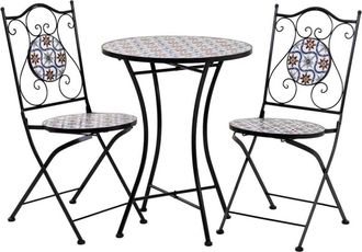 Wanderlust Deco Mesa +2 sillas de forja mesa:D60x75h-silla(2):D38x46-90h Negro