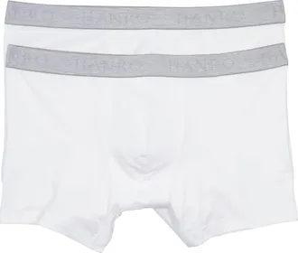 Hanro Cotton Essentials 2-Pack Cotton Boxer Briefs in White at Nordstrom, Size Medium