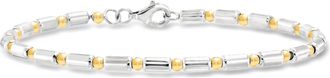 Ross-Simons Sterling Silver and 18kt Gold Over Sterling Dot and Dash Station Bracelet