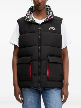 Sprayground graffiti-print puffer gilet - Black