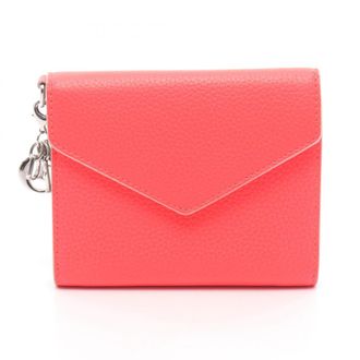 Dior Red Color Leather Wallet (Tri-Fold) (Pre-Owned)