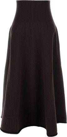 Extreme Cashmere Brown Ease High-Waist Stretch Cashmere Knit Midi Skirt