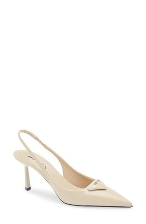 Prada Modellerie Pointed Toe Slingback Pump in Travertino at Nordstrom, Size 10.5Us