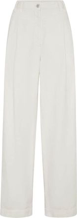Brunello Cucinelli high-waisted straight-leg trousers - women - Linen/Flax/Cotton - 44 - White