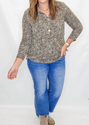 Multiples Print Collared Shirt In Olive
