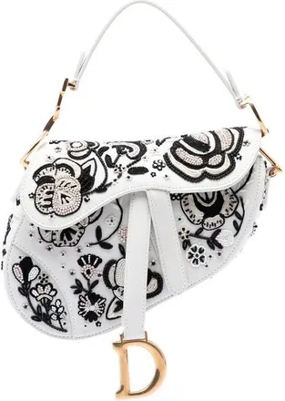Dior Pre-owned Dior Mini Calfskin Embroidered and Beaded Saddle Bag Ladies 9MDR8L09MPOZ5L0K