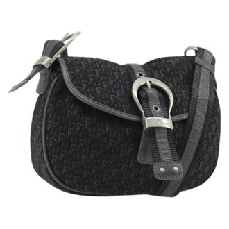 Dior Pre-owned Trotter Canvas Shoulder Bag - Dames - Pre-owned - Zwart - Maat: ONE Size Leer