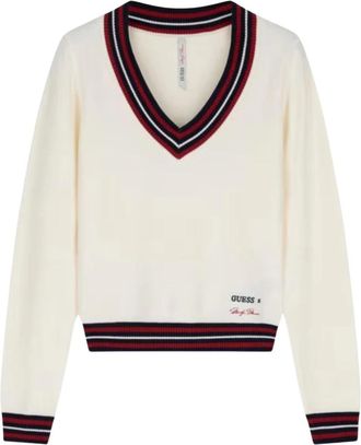 Guess Marilyn V-neck Trui - Dames - V-hals truien - Wit - M - Truien & Vesten