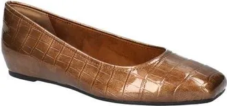 Easy Street Crescent Faux Leather Skimmer Flat in Bronze Patent Croco at Nordstrom, Size 8.5