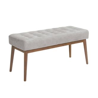 Angel Cerd&aacute; Dark Grey Fabric Stool with Walnut Legs