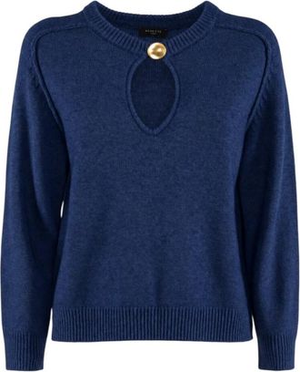 Nenette Maglia con goccia - Dames - Ronde hals truien - Blauw - S - Wol - Truien & Vesten