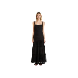 Marella Geborduurde Jurk - Dames - Maxi kleedjes - Zwart - M - Polyester - Kleedjes