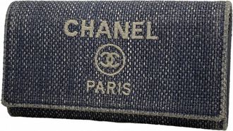 Chanel Black Canvas Long Wallet (Bi-Fold) (Pre-Owned)