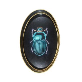 Les-Ottomans Bandeja de Hierro Pintada a Mano Decorativa Insecto