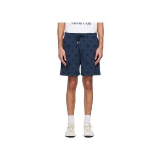 Casablanca Applique Monogram Sweatshort - Heren - Korte Broeken - Blauw - M - Katoen - Korte Broeken