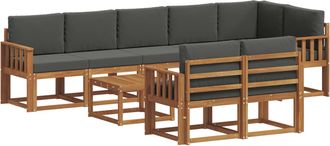 vidaXL Conjunto De Sof&aacute;s De Exterior 9 Uds. Natural Y Antracita Vidaxl