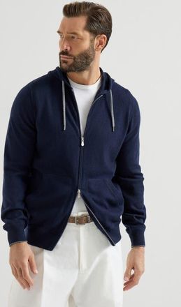 Brunello Cucinelli Cashmere sweatshirt-style cardigan in Navy Blue at Nordstrom, Size 56 It