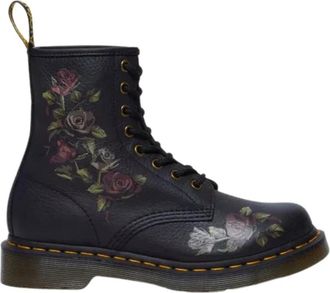 Dr. Martens Verwelkte Rozen Klassieke Leren Laarzen - Dames - Veterlaarzen - Zwart - 39 EU - Leer - Schoenen