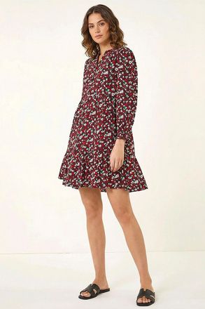 Roman Floral Print Buttoned Dress