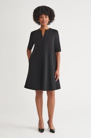 Ming Wang Stretch Crepe A Line Dress in Black at Nordstrom, Size Xx-Small