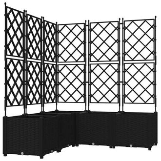 Berkfield Home Garden Planter with Trellis 5 pcs Black 120x120x143 cm | Size: 120 x 120 x 143 cm
