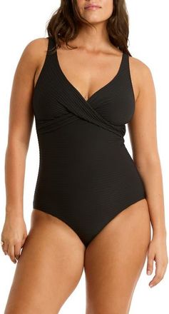 Sea Level Australia Spinnaker Crossover One-Piece Swimsuit in Black at Nordstrom, Size 12 Us
