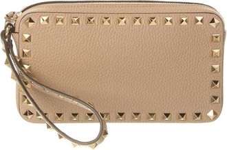 Valentino Rockstud Grainy Leather Clutch