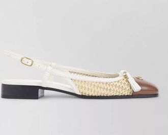 Valentino Garavani leather raffia slingback mules