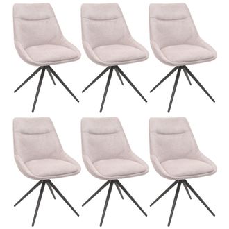 Hhg Lote De 6 Silla De Comedor Hhg 066, Silla De Cocina Sill&oacute;n Silla, Giratoria Autoposicionable Metal Tela/textil, Crema-beige