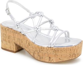 Kenneth Cole Reaction Essa Knot Platform Sandal in Silver Metallic at Nordstrom Rack, Size 8.5