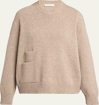 The Row Mirtle Dual-Pocket Cashmere Crewneck Sweater