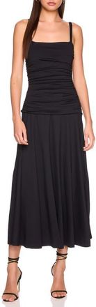 Susana Monaco Ruched Sleeveless Maxi Dress in Black at Nordstrom, Size Medium