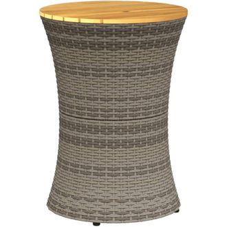 vidaXL Mesa De Jard&iacute;n En Forma De Tambor Rat&aacute;n Sint&eacute;tico Y Madera Gris Vidaxl