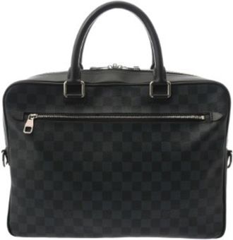 Louis Vuitton Damier Cobalt Black Navy Damier Canvas Leather Briefcase (Pre-Owned)