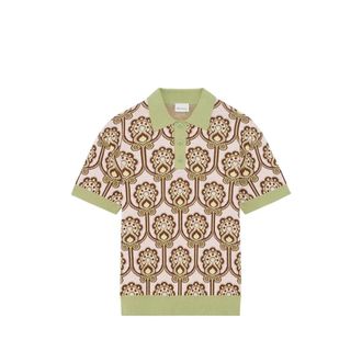 Dr&ocirc;le de Monsieur Floral-tapestry Knit Polo Shirt