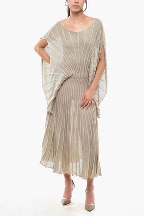 Stella McCartney Abito Midi in Lurex dal Design Scultoreo con Maniche Ampie Effetto Mantella Stella McCartney