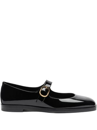 Stuart Weitzman buckle-strap patent-leather ballet flats - Black