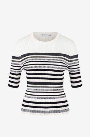 SIMKHAI Gestreifter Kurzarm-Schlauchpullover Elena