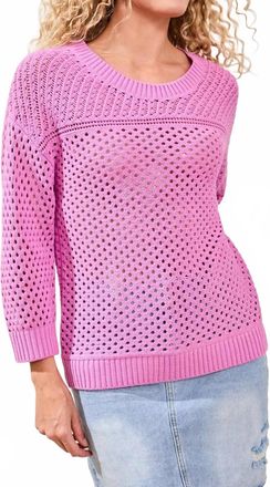 Tribal Crew Neck Open Stitch Sweater In Wisteria