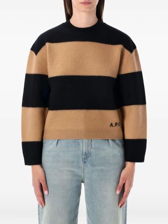 A.P.C. Penny stripe knit sweater - women - Virgin Wool - L - Neutrals