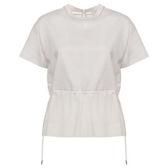 PESERICO Peserico, T-Shirts, female, Beige, Size: M Linen and Silk T-Shirt