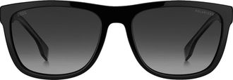 BOSS 58mm Polarized Rectangular Sunglasses in Black/Grey Shaded at Nordstrom Rack
