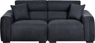 Beliani Sof&aacute; 3 Plazas De Tela Con Cojines Tapicer&iacute;a Resistente Al Agua Aspecto Afelpado Negro Fauskan