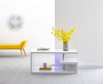 GFW Polar High Gloss LED Coffee Table in White