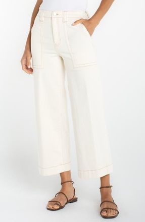 Liverpool Stride Patch Pocket High Waist Crop Wide Leg Jeans in Seaside Dunes at Nordstrom, Size 12